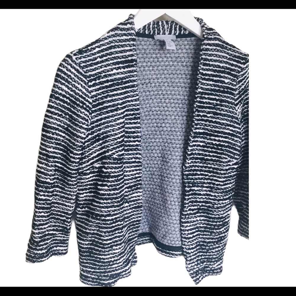 H&M Black Textured Tweed Cropped Blazer Academia Preppy Small - Picture 6 of 11